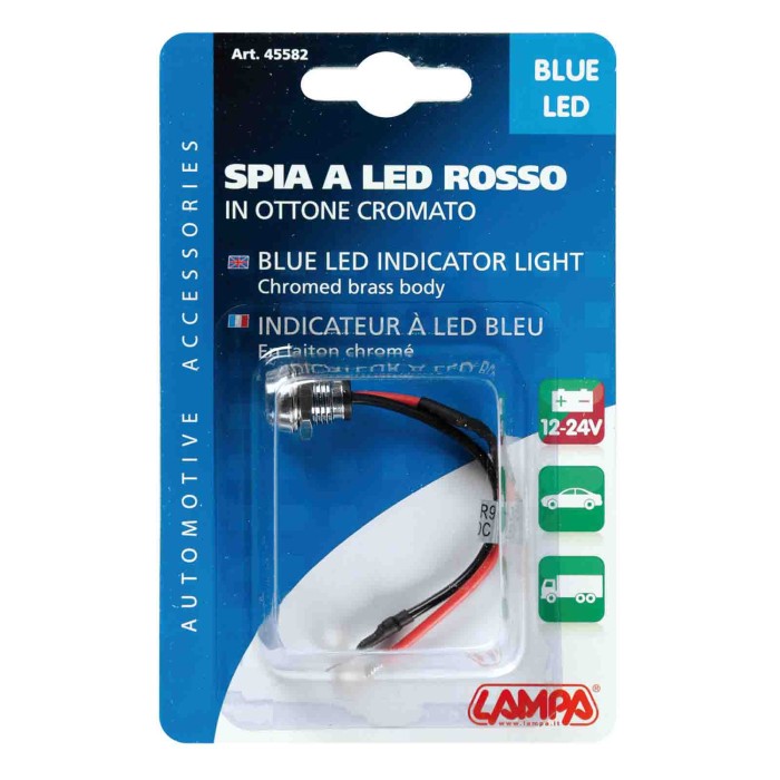 45582-C-01.JPG Spia A Led In Ottone Cromato 12/24v Blu 15a Interruttori E Relè Cablaggio Elettrico