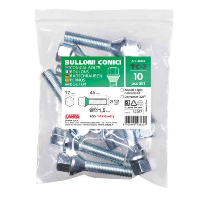 48862-S-01.JPG Set 10 Bulloni Conici Tc2 Busta Bulloneria Distanziali Ruota