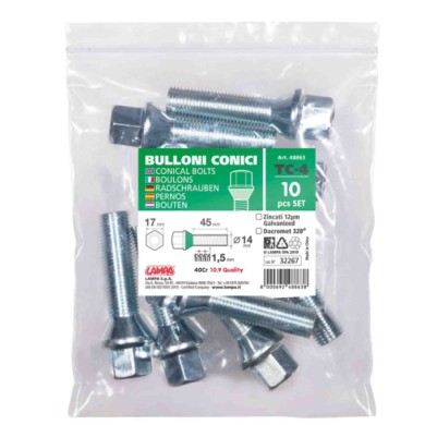 48863-S-01.JPG Set 10 Bulloni Conici Tc4 Busta Bulloneria Distanziali Ruota