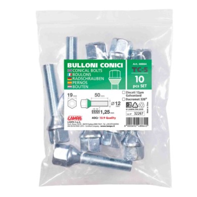 48864-S-01.JPG Set 10 Bulloni Conici Tc5 Busta Bulloneria Distanziali Ruota