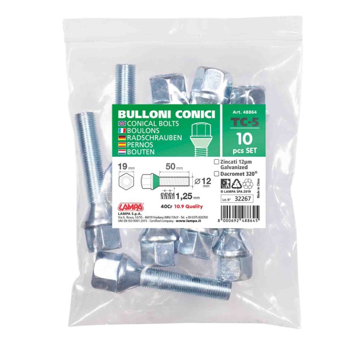 48864-S-01.JPG Set 10 Bulloni Conici Tc5 Busta Bulloneria Distanziali Ruota