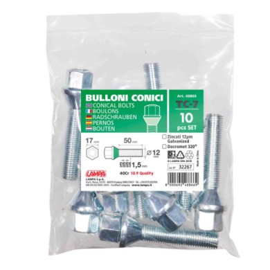 48866-S-01.JPG Set 10 Bulloni Conici Tc7 Busta Bulloneria Distanziali Ruota
