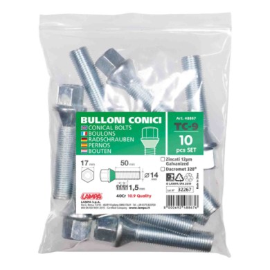 48867-S-01.JPG Set 10 Bulloni Conici Tc9 Busta Bulloneria Distanziali Ruota