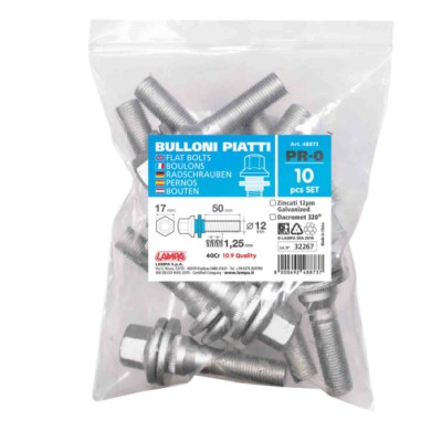 48873-S-01.JPG Set 10 Bulloni Lunghi Piatti Con Rondella Pr0 Busta Bulloneria Distanziali Ruota
