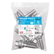 48873-S-01.JPG Set 10 Bulloni Lunghi Piatti Con Rondella Pr0 Busta Bulloneria Distanziali Ruota