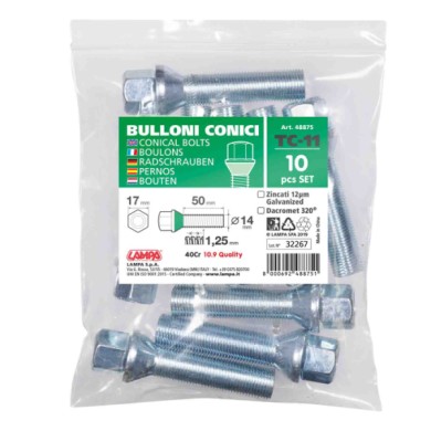 48875-S-01.JPG Set 10 Bulloni Conici Tc11 Busta Bulloneria Distanziali Ruota