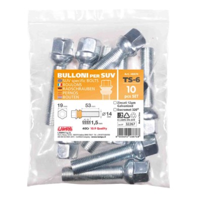 48876-S-01.JPG Set 10 Bulloni Sferici Ts6 Busta Bulloneria Distanziali Ruota
