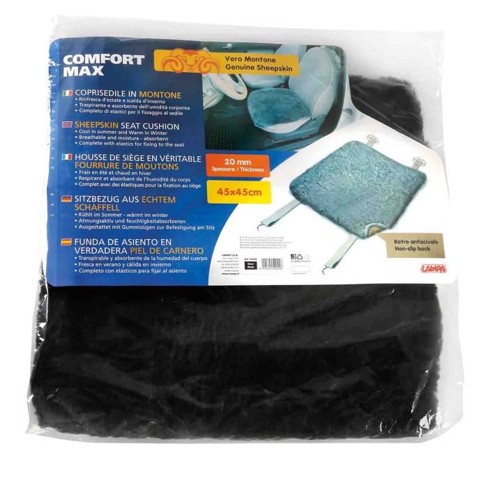 54244-S-01.JPG Comfort Max Coprisedile In Montone Nero Supporti Lombari E Cuscini Comfort