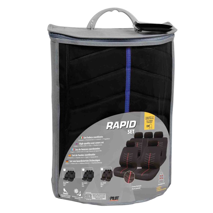 54679-C-01.JPG Rapid Set Fodere Coordinate Nero/blu Coprisedili Set Completo Coprisedili