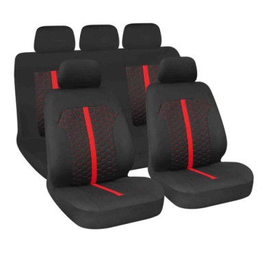 54687-S-02.JPG Stinger Set Fodere Coordinate Nero/rosso Coprisedili Set Completo Coprisedili