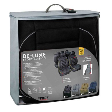 54801-C-01.JPG De Luxe Sport Edition Set Fodere Coordinate Nero Coprisedili Set Completo Coprisedili