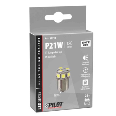 57715-S-01.JPG 24/32v Led Series 10 Smd X 1 Chip (p21w) Ba15s 1 Pz Scatola Bianco Doppia Polarità Resistenza Incorporata Lampadi