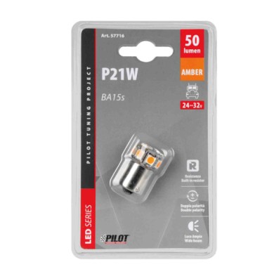 57716-S-01.JPG 24/32v Led Series 10 Smd X 1 Chip (p21w) Ba15s 1 Pz D/blister Arancio Doppia Polarità Resistenza Incorporata Lamp