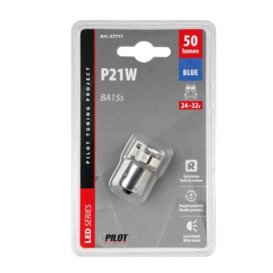 57717-S-01.JPG 24/32v Led Series 10 Smd X 1 Chip (p21w) Ba15s 1 Pz D/blister Blu Doppia Polarità Resistenza Incorporata Lampadin