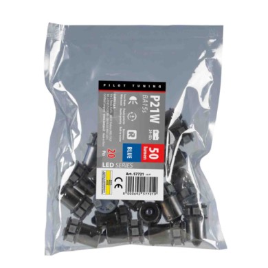 57721-S-01.JPG 24/32v Led Series 10 Smd X 1 Chip (p21w) Ba15s 20 Pz Busta Blu Doppia Polarità Resistenza Incorporata Lampadine A