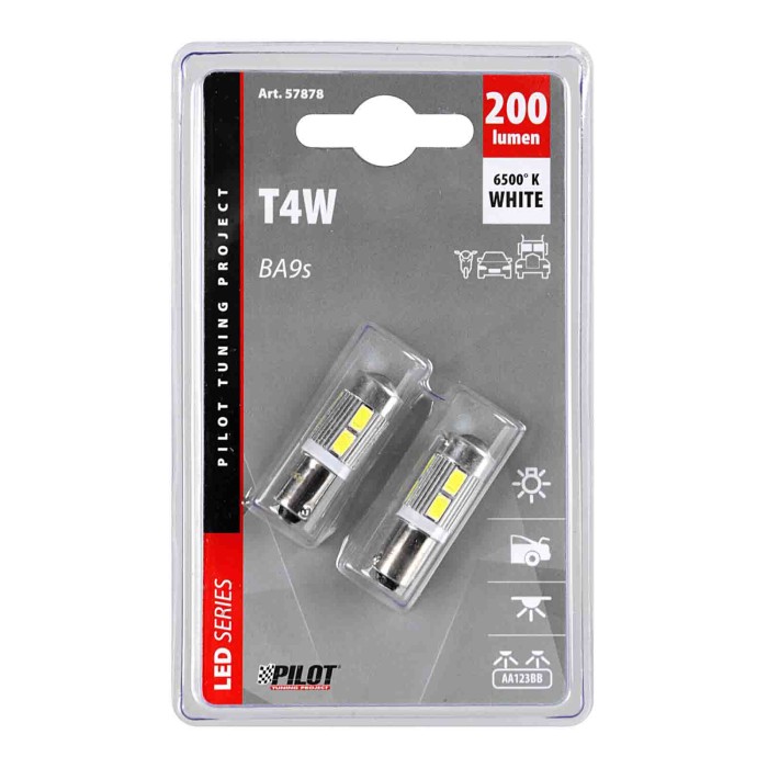 57878-C-01.JPG 9/32v Led Series 10 Smd (t4w) Ba9s 2 Pz D/blister Bianco Doppia Polarità Lampadine A Led T4w Lampa Led
