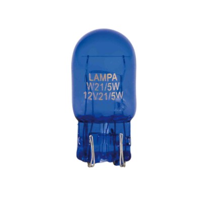 A011.JPG 12v Blue Dyed Glass Lampada Con Zoccolo Vetro 2 Filamenti (w21/5w) 21/5w W3x16q 2 Pz Scatola Lampadine Dyed Glass Lampa
