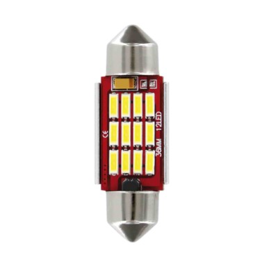 58124-S-02.JPG 10/30v Led Series 12 Smd X 1 Chip (c5w) 12x36 Mm Sv8 5 8 1 Pz Scatola Bianco Doppia Polarità Resistenza Incorpora
