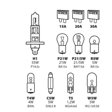58155-C-01.JPG Kit Lampade Di Ricambio 11 Pz Alogena H1 12v Kit Lampadine Di Ricambio Lampa Alogene