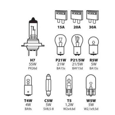 58158-C-01.JPG Kit Lampade Di Ricambio 11 Pz Alogena H7 12v Kit Lampadine Di Ricambio Lampa Alogene