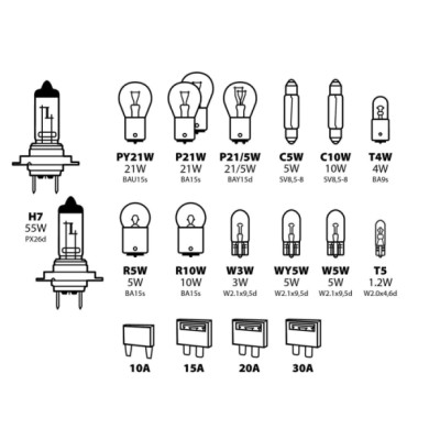 58162-S-02.JPG Kit Lampade Di Ricambio 19 Pz Alogena 2x H7 12v Kit Lampadine Di Ricambio Lampa Alogene
