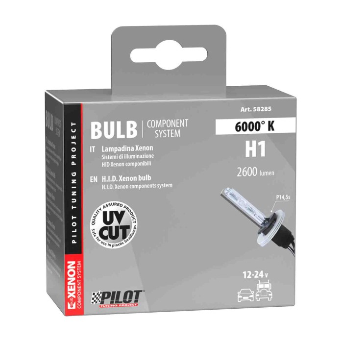 58285-S-01.JPG 12/24v Lampadina Hid Xenon 6.000k H1 1 Pz Scatola Hid Xenon Componibili Lampa Xeno