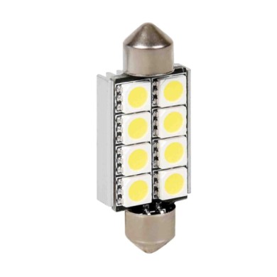 58418-S-03.JPG 12v Led Series 8 Smd X 3 Chips 15x42 Mm Sv8 5 8 1 Pz D/blister Bianco Doppia Polarità Resistenza Incorporata Lamp
