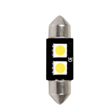 L065.JPG 12v Led Series 2 Smd X 3 Chips (c5w) 10x36 Mm Sv8 5 8 1 Pz Scatola Bianco Doppia Polarità Resistenza Incorporata Lampa 