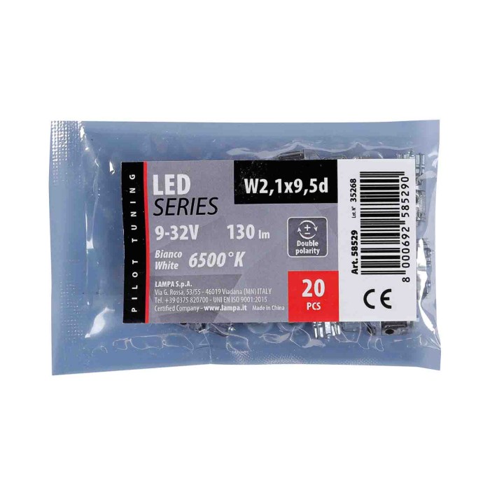 58529-C-01.JPG 9/32v Mega Led 9 1 Smd X 9 Chips (t10) W2 1x9 5d 20 Pz Busta Bianco Doppia Polarità Lampadine A Led T10 T15 Lampa