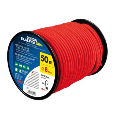 60248-S-01.JPG Corda Elastica In Bobina Ø 8 Mm 50 M Rosso Corde Elastiche E Funi Portabiciclette