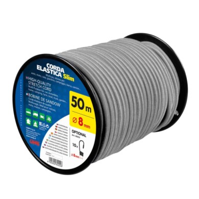 60249-S-01.JPG Corda Elastica In Bobina Ø 8 Mm 50 M Grigio Corde Elastiche E Funi Portabiciclette