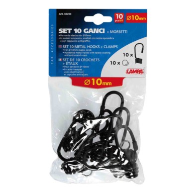 60253-S-01.JPG Set 10 Ganci + Morsetti Ø 10 Mm Corde Elastiche E Funi Portabiciclette