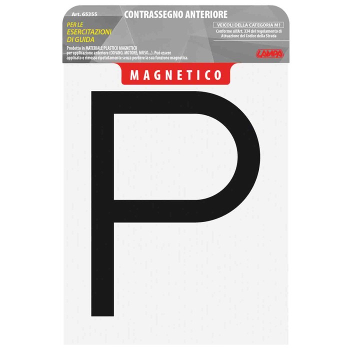 65355-S-01.JPG Contrassegno Per Esercitazioni Guida Magnetico Anteriore Contrassegni Targhe E Contrassegni