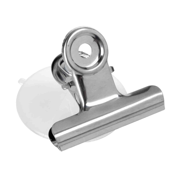 65455-S-02.JPG Set 2 Clips In Metallo Con Ventosa S 50 Mm Portaoggetti Portaoggetti