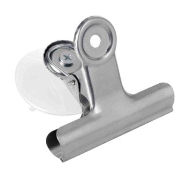 65456-S-02.JPG Set 2 Clips In Metallo Con Ventosa L 75 Mm Portaoggetti Portaoggetti