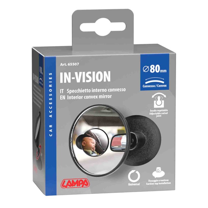 65507-C-01.JPG Specchietto Retrovisore Rotondo Con Ventosa Ø 80 Mm Specchi Interni