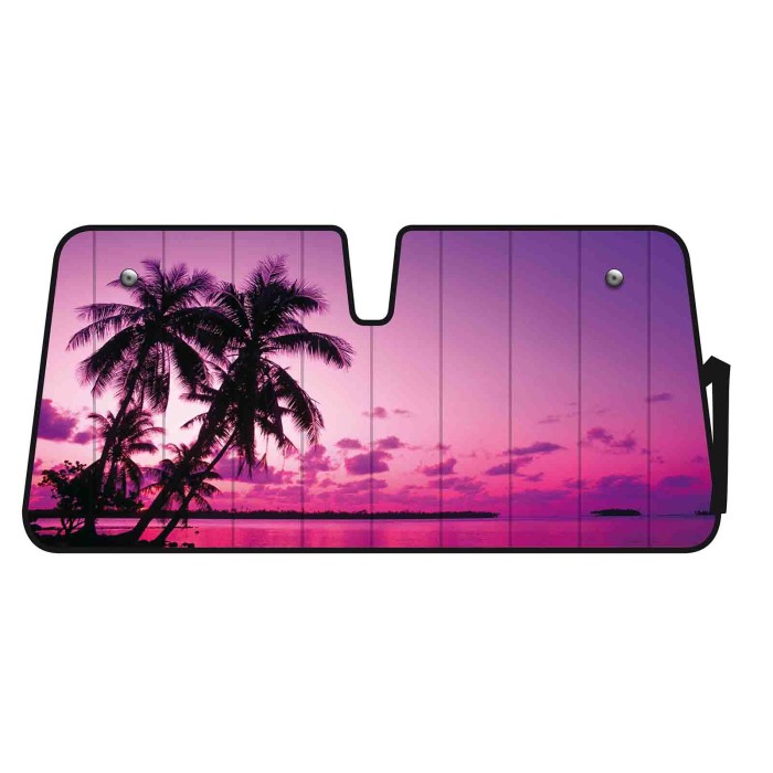 66864-A-01.JPG Scudo Termico Per Parabrezza 68x147 Cm Palm Beach Sunset Scudi Parasole Tendine Parasole
