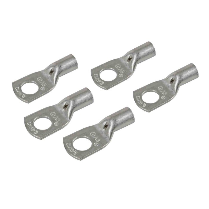 69915-D-01.JPG Set 5 Pz Capicorda Da Graffare In Rame Stagnato Sezione 16 Mm² Foro 8 Mm Morsetti Batteria Accessori Per Batteria