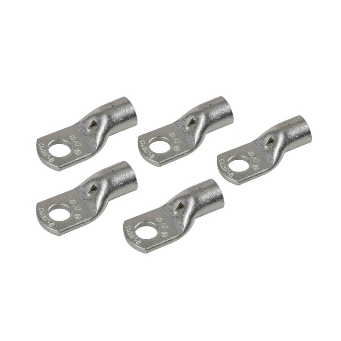 69917-D-01.JPG Set 5 Pz Capicorda Da Graffare In Rame Stagnato Sezione 35 Mm² Foro 8 Mm Morsetti Batteria Accessori Per Batteria