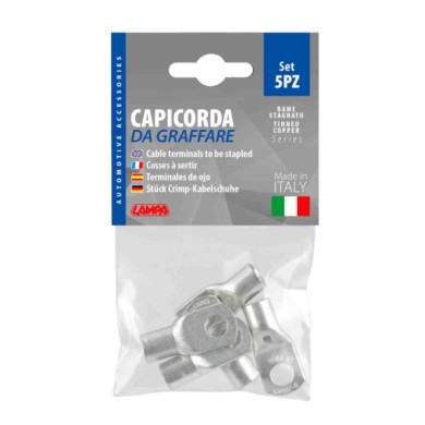 69917-C-01.JPG Set 5 Pz Capicorda Da Graffare In Rame Stagnato Sezione 35 Mm² Foro 8 Mm Morsetti Batteria Accessori Per Batteria