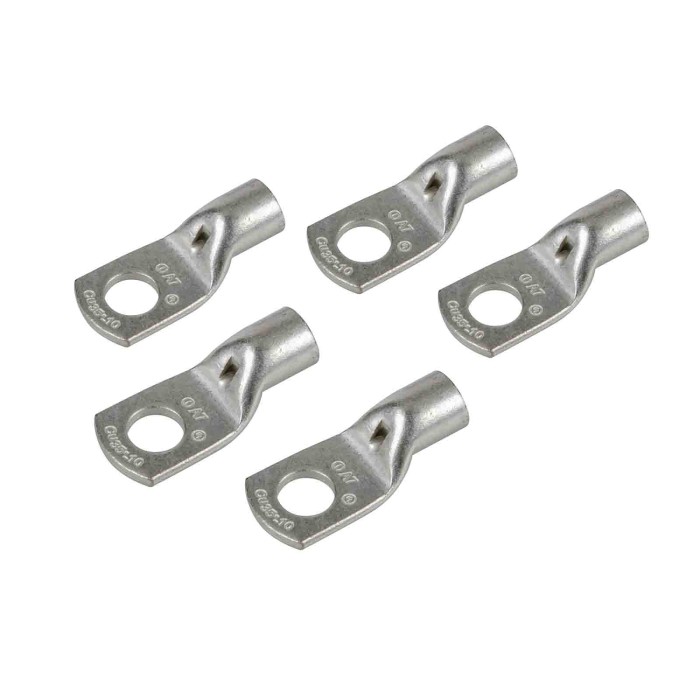 69918-D-01.JPG Set 5 Pz Capicorda Da Graffare In Rame Stagnato Sezione 35 Mm² Foro 10 Mm Morsetti Batteria Accessori Per Batteri