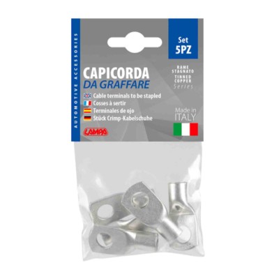 69918-C-01.JPG Set 5 Pz Capicorda Da Graffare In Rame Stagnato Sezione 35 Mm² Foro 10 Mm Morsetti Batteria Accessori Per Batteri