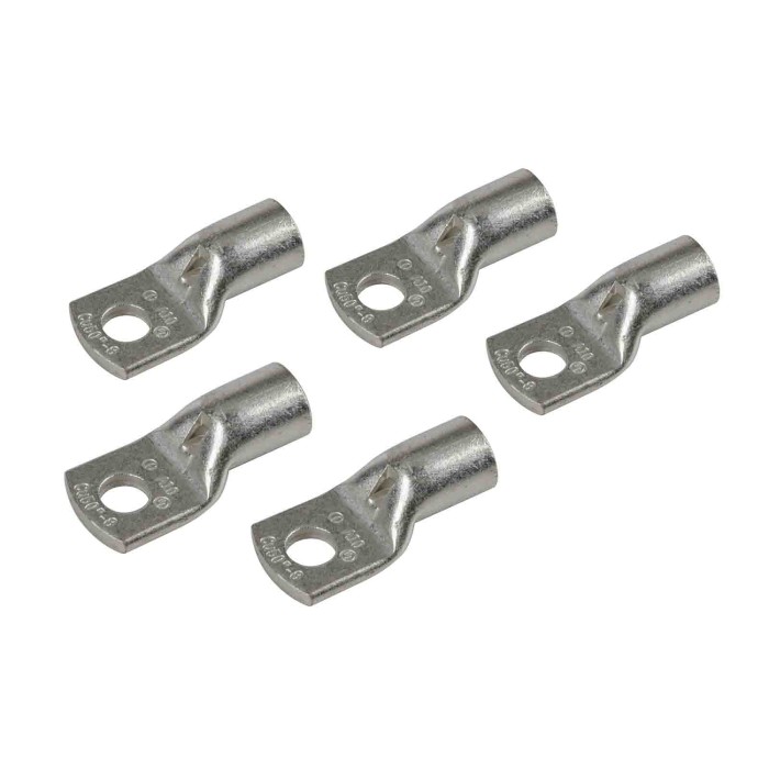 69919-D-01.JPG Set 5 Pz Capicorda Da Graffare In Rame Stagnato Sezione 50 Mm² Foro 8 Mm Morsetti Batteria Accessori Per Batteria