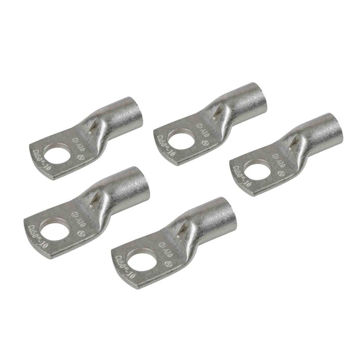 69920-D-01.JPG Set 5 Pz Capicorda Da Graffare In Rame Stagnato Sezione 50 Mm² Foro 10 Mm Morsetti Batteria Accessori Per Batteri