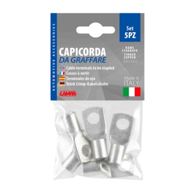69920-C-01.JPG Set 5 Pz Capicorda Da Graffare In Rame Stagnato Sezione 50 Mm² Foro 10 Mm Morsetti Batteria Accessori Per Batteri