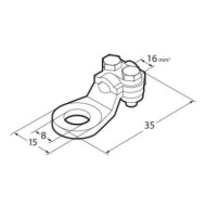 69924-S-01.JPG Set 2 Pz Capicorda Di Potenza In Ottone Nichelato Con Fissaggio Cavo A Piastrina Sezione 16 Mm² Foro 8 Mm Morsett