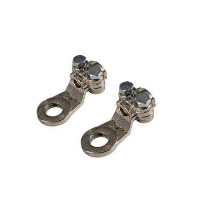 69926-D-01.JPG Set 2 Pz Capicorda Di Potenza In Ottone Nichelato Con Fissaggio Cavo A Piastrina Sezione 35 Mm² Foro 10 Mm Morset