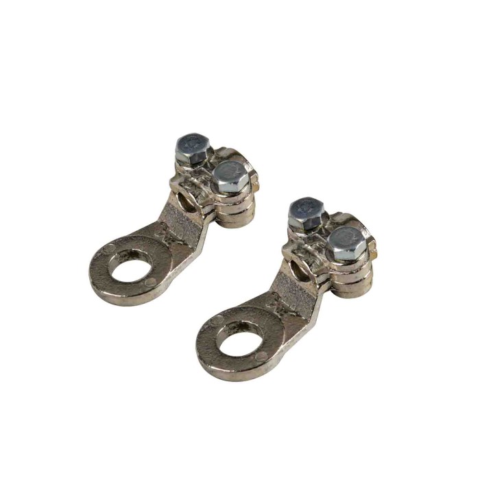 69926-D-01.JPG Set 2 Pz Capicorda Di Potenza In Ottone Nichelato Con Fissaggio Cavo A Piastrina Sezione 35 Mm² Foro 10 Mm Morset