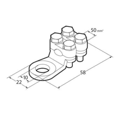 69927-S-01.JPG Set 2 Pz Capicorda Di Potenza In Ottone Nichelato Con Fissaggio Cavo A Doppia Piastrina Sezione 50 Mm² Foro 10 Mm
