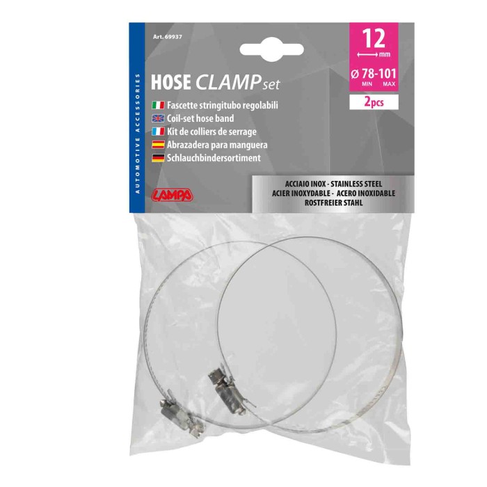 69937-S-01.JPG Fascette Stringitubo In Acciaio Inox Set 2 Pz ? 12 Mm Ø 78 101 Mm Materiale Di Fissaggio Materiale Di Fissaggio